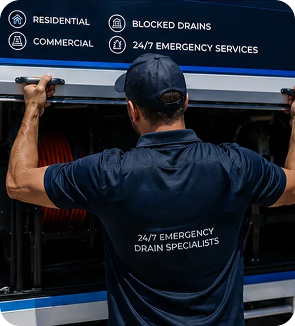 A licensed the Northern Beaches plumber at the service van